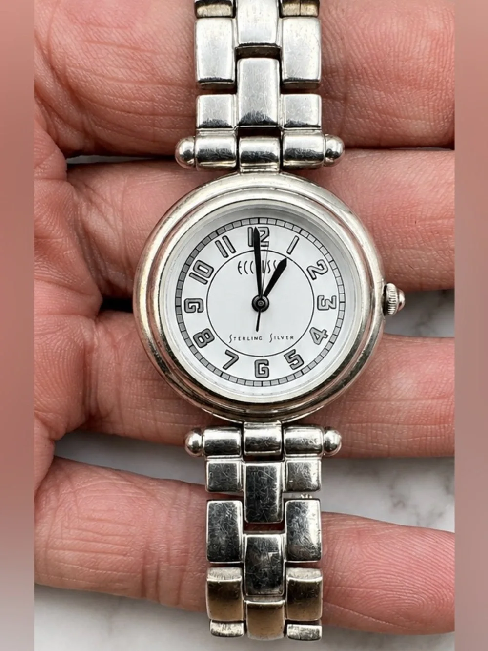Ecclissi Designer Solid Sterling Silver And Stainless Steel Womens Watch 6.75